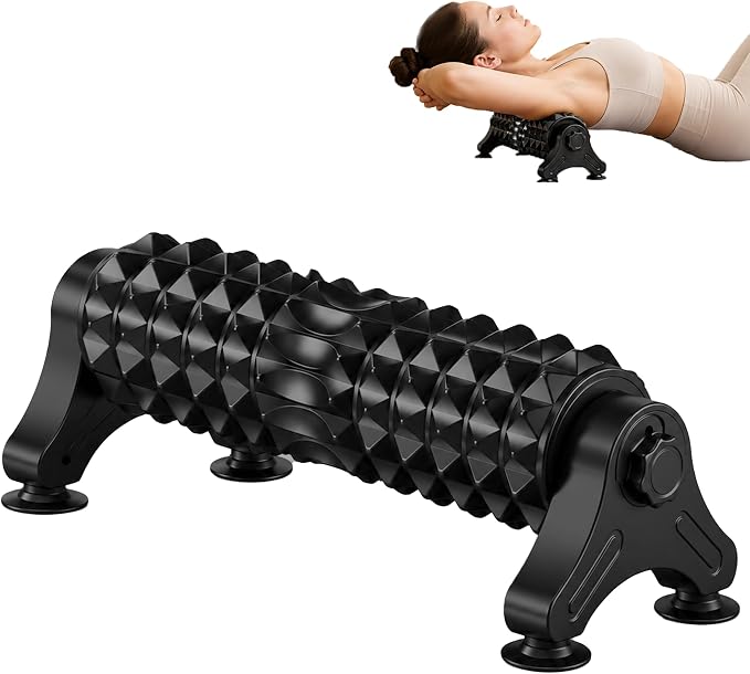 Foam Roller with Stand, 20 Inch Detachable EVA Massage Roller | adjustable stand, textured EVA surface, suction cup stand, 440 lb support, for back leg shoulder stretching