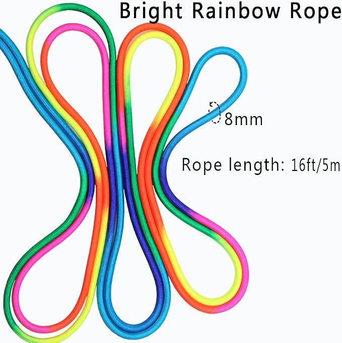 16 FT Long Jump Rope for Kids, Adjustable Double Dutch Skipping Rope with Wooden Handle, Multiplayer Team Jumping Rope for Outdoor Fun, School Sport, Party Game, Birthday Gift
