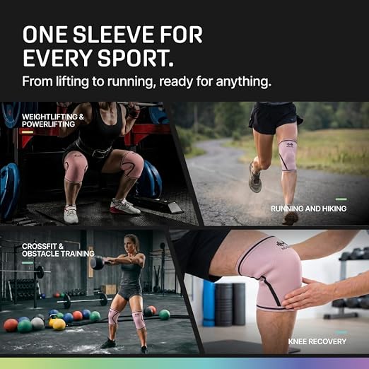 Modvel 7mm Neoprene Knee Sleeves for Men & Women Weightlifting & Powerlifting – Compression Knee Sleeve Support for Squats, Gym, Training – USPA, IPL Approved – Medium Peach (Pair)
