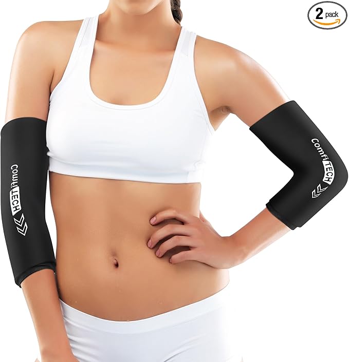 ComfiTECH Elbow Ice Pack Wrap for Arm & Knee, Flexible Ice Sleeve, M, 2P | Multi-Use Gel Ice Sleeve for Tennis Elbows, Golfers Arm, Reusable Cold Compression for Elbow Joint & Muscle Relaxation