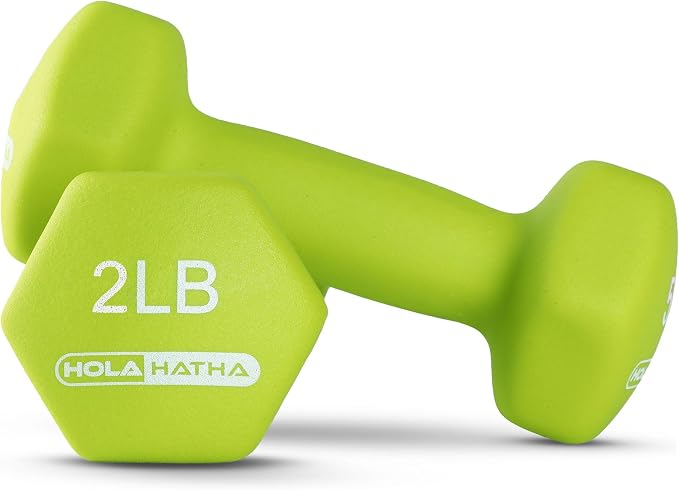 HolaHatha 1, 2 and 3 lb Neoprene Dumbbell Strength Training Weight Set with Rack