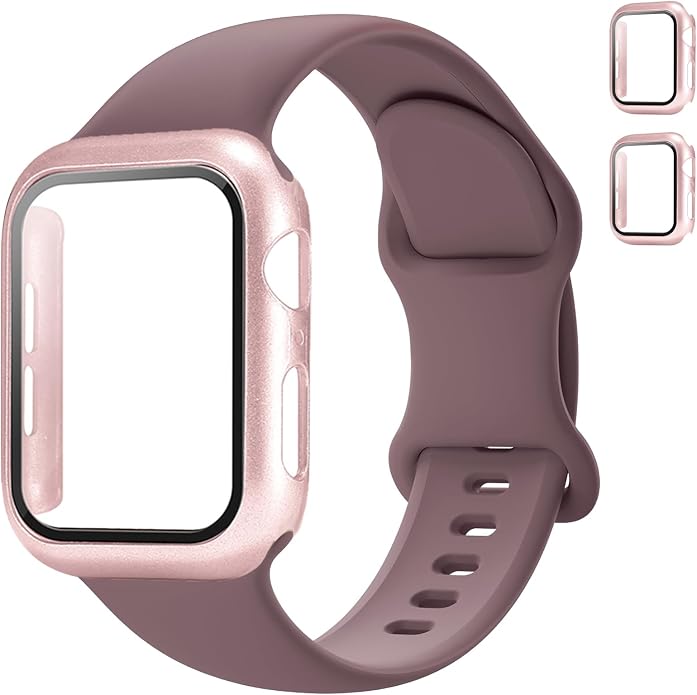 Sport Band and Case for Apple Watch Band 40mm 44mm 46mm 42mm 41mm 45mm 38mm iWatch Bands for Women/Men,Silicone Waterproof Strap with Cover Combo for Apple Watch Series 11 10 9 8 7 6 5 4 SE Ultra/2 3