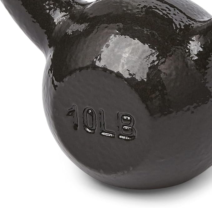 Amazon Basics Cast Iron Kettlebell for Strength Training, Textured Wide Handle, Black