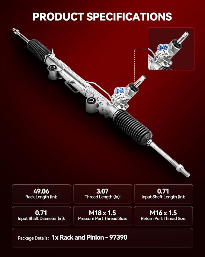 Torchbeam Power Steering Rack & Pinion Assembly Fit for 2008-2012 Liberty, 2007-2011 Nitro, Hydraulic System Steering, Replaces OEM 97-390