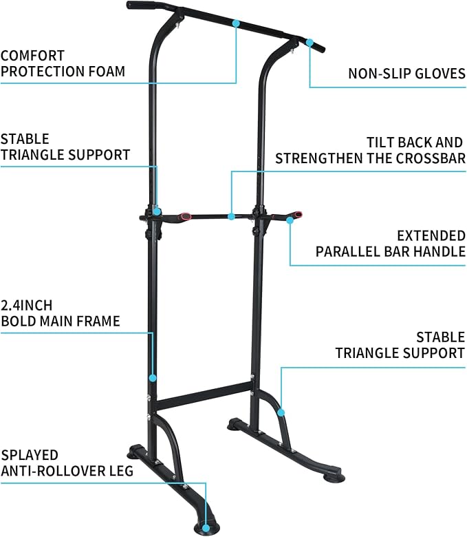 Adjustable Height Dip Bar Station, Heavy Duty Dip Station for Home Gym,Multi-function Dip Station Pull Up Bar Full Body Strength Training Workout Fitness Equipment for Tricep Dips