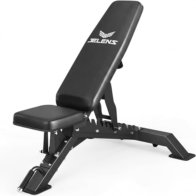 WB02 Adjustable Weight Bench for Home Gym, 660LBS Flat/Incline Workout Bench Press with Fast Adjustment, Thick Cushion, Silent Wheels for Strength Training