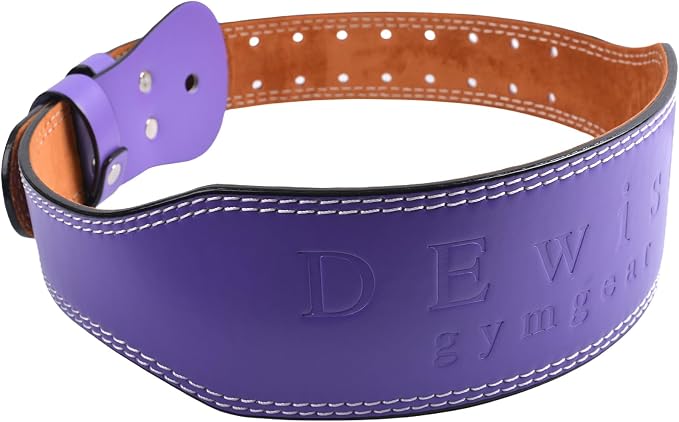 Leather Gym Fitness Belt, 4" & 6" Padded Lumbar Back Support, 10 Adjustable Holes for Weightlifting Powerlifting Bodybuilding Deadlift Squat Workout Strength Training