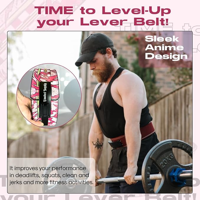 Anime Lever Belt - Weight Lifting Belt, Heavy Duty Powerlifting Weightlifting Gym Belt for Deadlifts Squats Back Support, PNZ