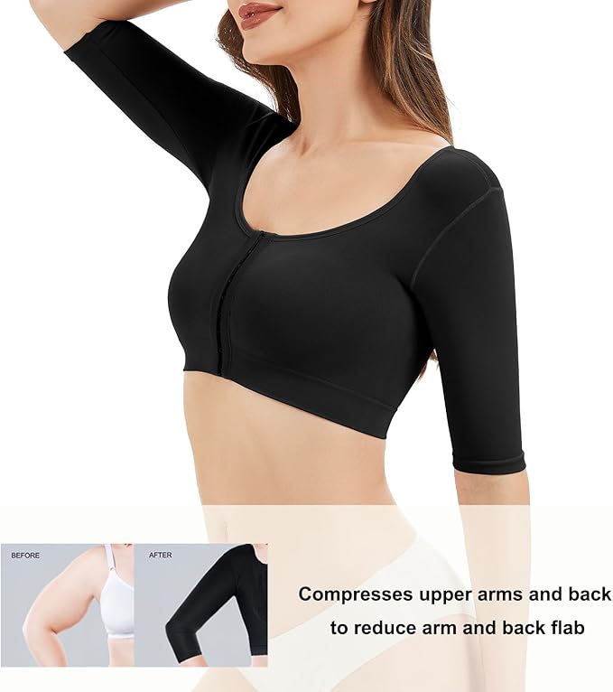 KSKshape Arm Shaper for Women Post Surgery Arm Lipo Compression Sleeves Front Closure Shapewear Bra Posture Corrector