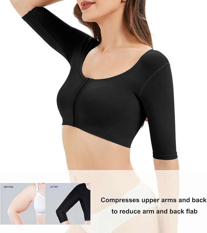 KSKshape Arm Shaper for Women Post Surgery Arm Lipo Compression Sleeves Front Closure Shapewear Bra Posture Corrector