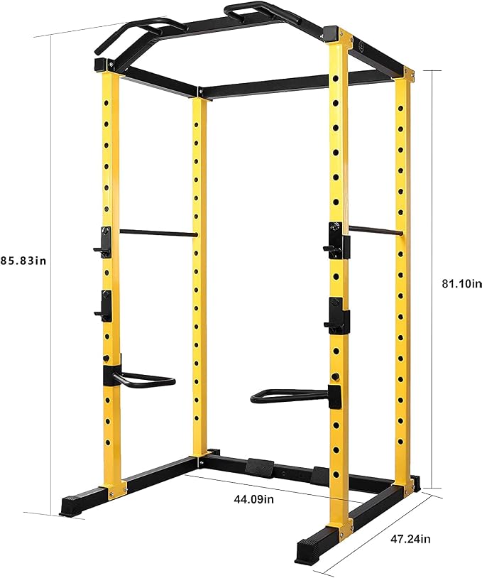 HULKFIT Pro Series 2.35" x 2.35" Power Cage Squat Rack with Attachments and Accessories for Home and Garage Gym Exercise Equipment