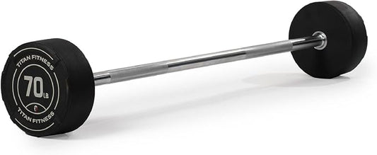 Titan Fitness Rubber Curl Fixed Barbells, Pre-Loaded Weight Bar for Strength Training & Weightlifting
