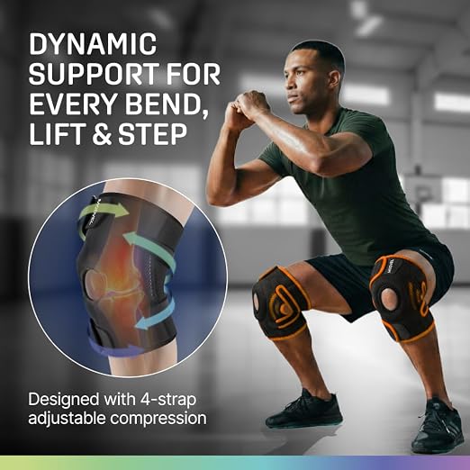 Modvel Knee Brace with Side Stabilizers & Patella Gel Pads for Pain Relief and Joint Support Breathable, Non-Slip Compression Sleeve for Men & Women, Arthritis, Meniscus, ACL Recovery