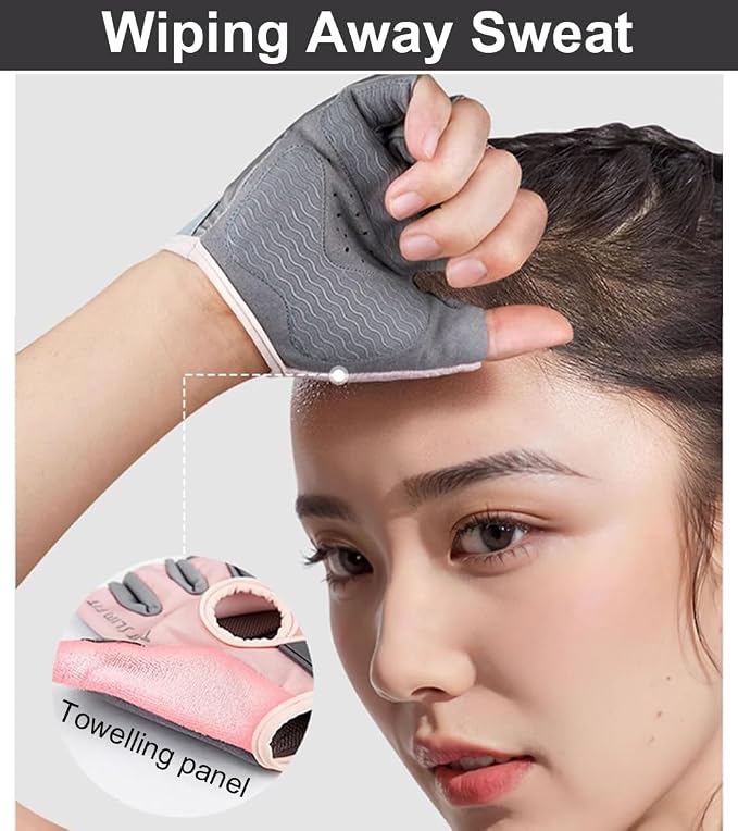 SUJAYU Gym Gloves Workout Gloves Women, Anti-Slip Breathable Gym Essentials Women for Weightlifting Cycling Training, Guantes para Gym Mujer