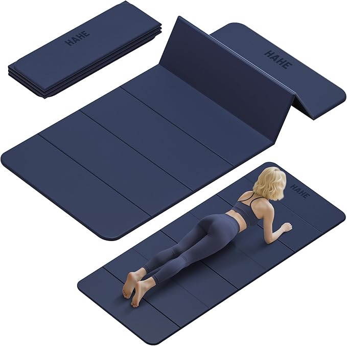HAHE Foldable Yoga Mat 74"Lx32"Wx1/3"Thick, Folding Exercise Mats | Non-slip Wide Pilates Mats for Home Workout/Travel, Portable Yoga Mat Thick for Yoga/Pilates/Camping/Floor Exercises