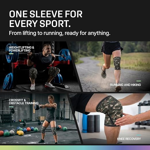 Modvel 7mm Neoprene Knee Sleeves for Men & Women Weightlifting & Powerlifting – Compression Knee Sleeve Support for Squats, Gym, Training – USPA, IPL Approved – Large Army/green (Pair)
