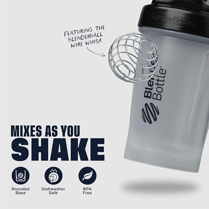 BlenderBottle Classic V2 Plastic Shaker Bottle 20 oz Black
