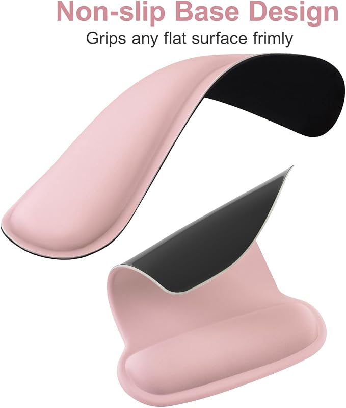 MOSISO Wrist Rest Support for Mouse Pad & Keyboard Set, Ergonomic Mousepad Non-Slip Base Home/Office Pain Relief & Easy Typing Cushion with Neoprene Cloth & Raised Memory Foam, Pink