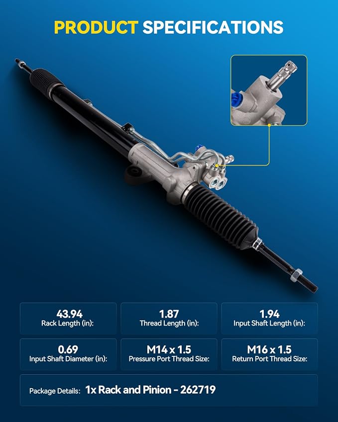 PHILTOP Power Steering Rack and Pinion Compatible with Honda Pilot 2003 2004 2005 2006 2007 2008 All Models, Hydraulic Rack and Pinion Replace 26-2719