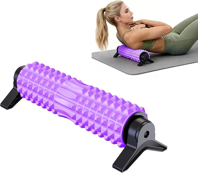 Foam Roller with Detachable Stand, 18” Deep Tissue Massage Roller | Beginner-Friendly Support Design for Muscle Recovery, Home Workout & Fitness - Purple