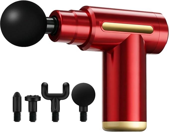 Massage Gun, Electric Massager, Suitable for Whole Body to Relieve Fatigue, Replaceable Massage Head Impact Massager, The Best Choice for Gift Giving (Red-720)