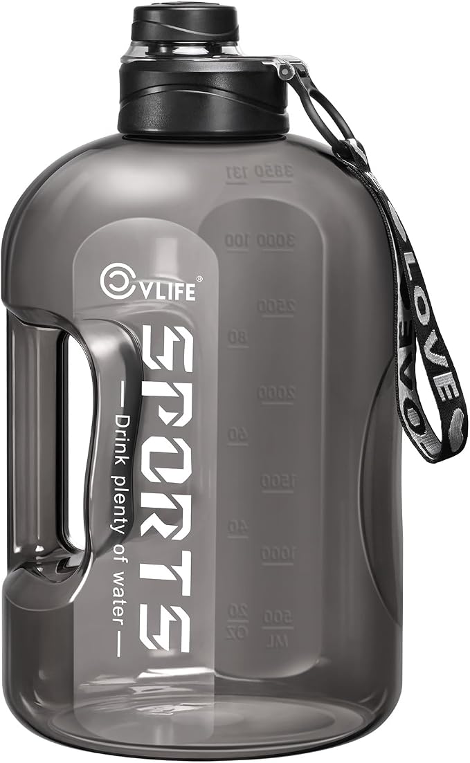 CVLIFE 1 Gallon Water Bottle With Marker, Large Water Jug For Gym Sports | BPA Free Large 128 Oz Gym Water Bottle With Handle, Leak Proof Seal, Easy To Rinse and Clean For Daily Workout Hydration Use