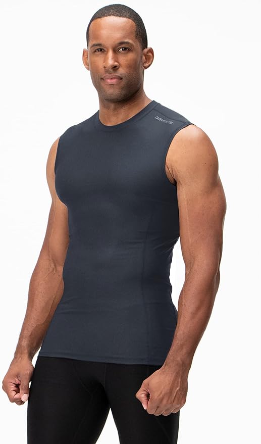 DEVOPS 3 Pack Men's Compression Shirts Sleeveless Tank Top Baselayer | Gym Training, Running, Moisture Wicking, Compression Fit, 4-Way Stretch, UPF 50+, Sleeveless