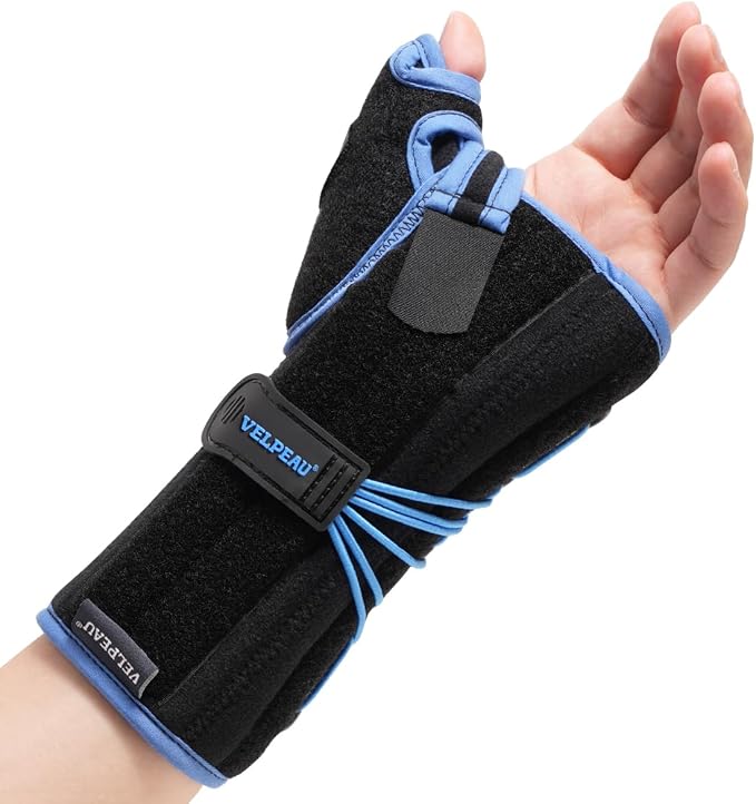 Velpeau Carpal Tunnel Wrist Brace with Thumb Stabilizer Night Support, Stabilizes Wrist Thumb Joint, Pain Relief for Tendonitis, De Quervain's Tenosynovitis, Arthritis (Drawstring, Left Hand, L)