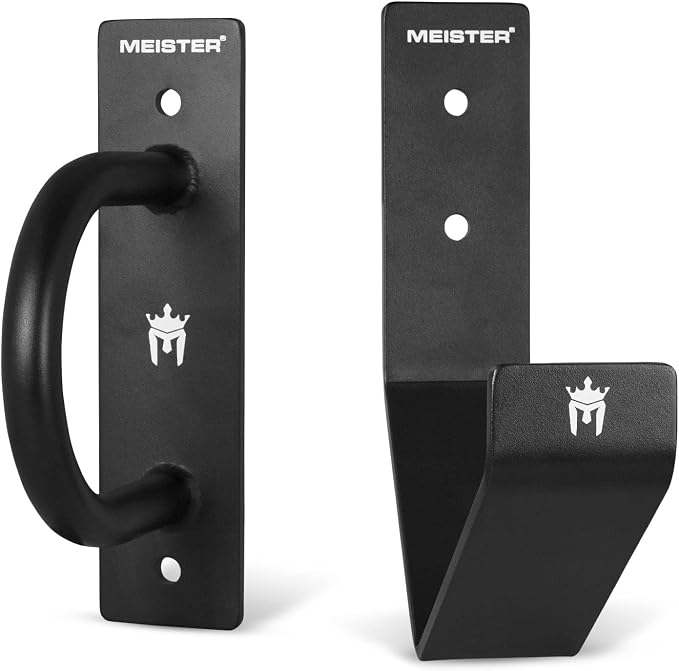 Meister XSteel Battle Rope Wall Mount Kit w/Anchor & Storage Hook - Matte Black | Commercial-grade steel wall anchor & storage hook for conditioning ropes, fits all battle ropes from 1.0" to 2.5"