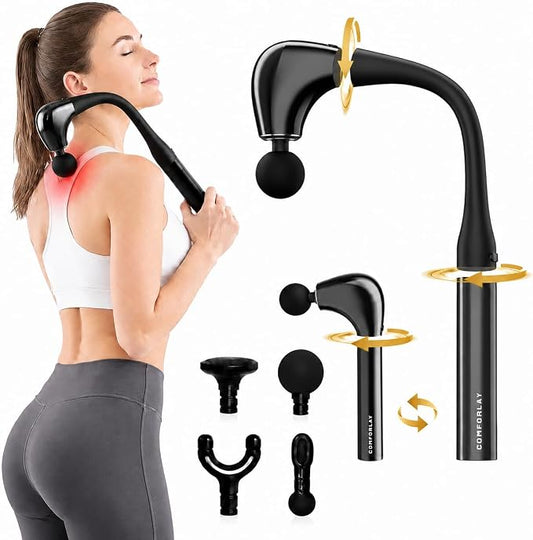 2-in-1 Muscle Massage Gun Detachable Elbow, Deep Tissue Body Massager for Athletes for Pain Relief, Handheld Massage Hammer with 4 Massage Heads for Body Builder