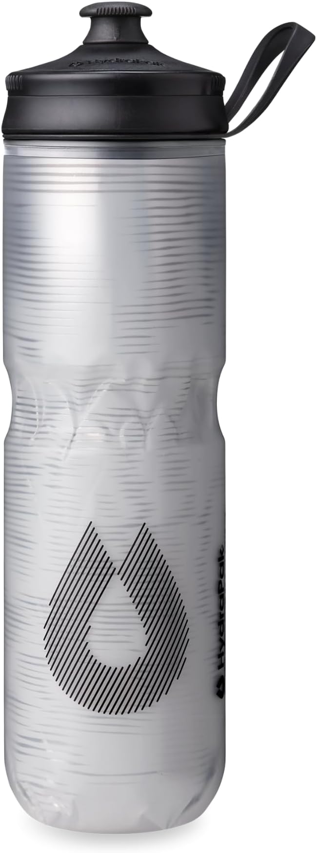 HydraPak Polar Sport Insulated Water Bottle (24oz, Pulse White) | High Flow, BPA Free, Tri-Layer Insulation, Leakproof, Dash Handle, Easy Squeeze, Self-Sealing Cap, for Sports