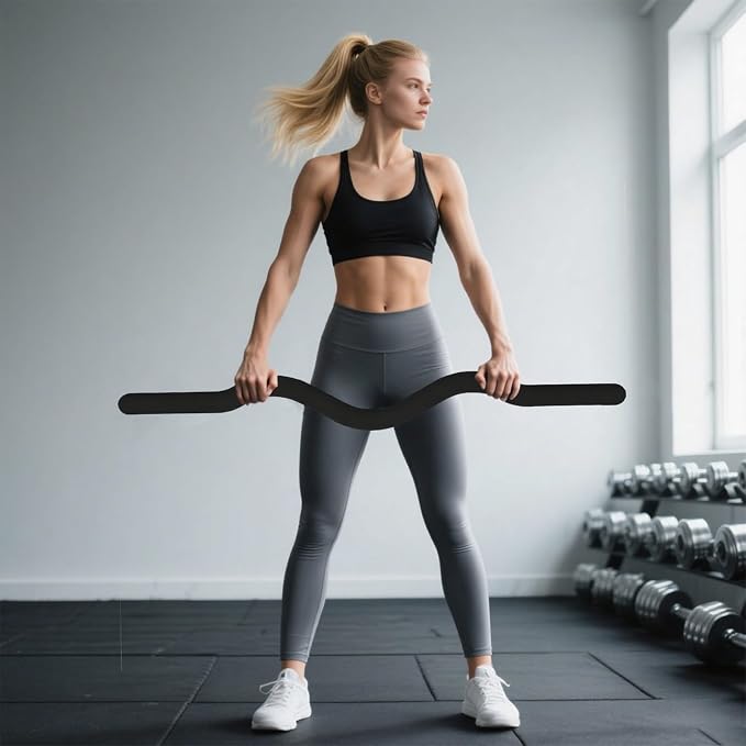 Weighted Workout EZ Curl Bar, Strength Training Bars, Soft Silicone Surface with Solid Steel Exercise Bar Barbell for Yoga, Pilates,Body Toning,and Strength Training