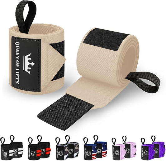 TECEUM Elastic Cotton Weightlifting Wrist Wraps with Thumb Loops, 1 Pair