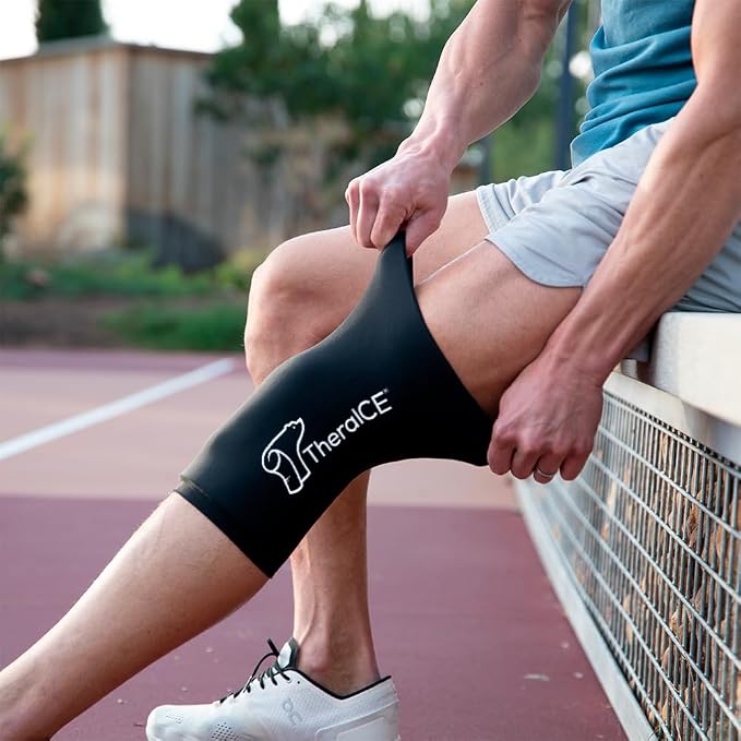 TheraICE Knee Ice Pack Wrap, Reusable Cold Compression Sleeve for Injuries | Flexible Gel Ice Pack, Cooling Knee Sleeve for Elbow, Ankle & Calf, Post-Surgery Recovery, ACL MCL Relief