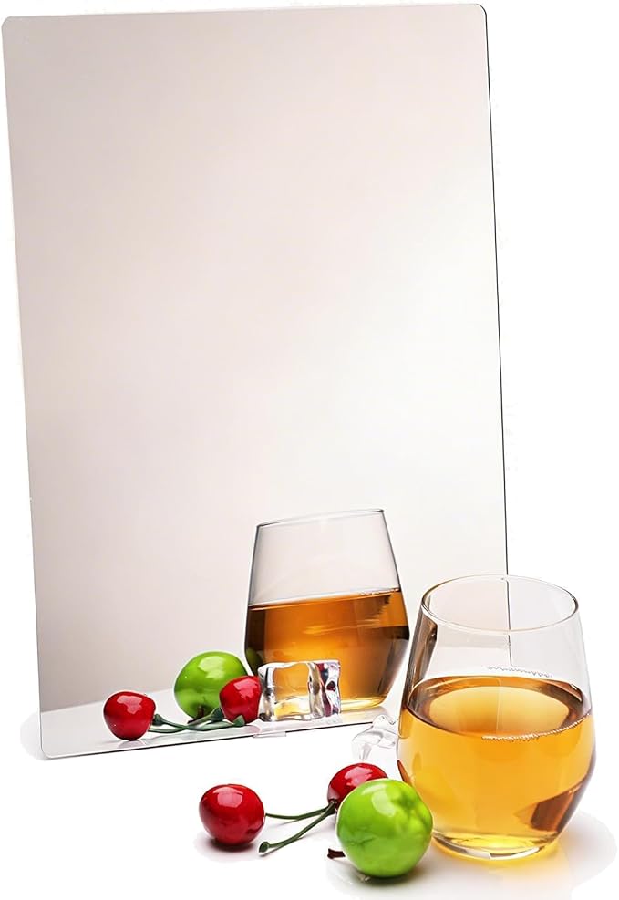 iCAGY Acrylic Mirror for Wall Kids Adults Bedroom Door Closet | Shatterproof, Self-Adhesive, Lightweight, Plastic Mirror Tile Sheet, Reflective, Safe, Plexiglass, 6x9 inch 4 Pcs