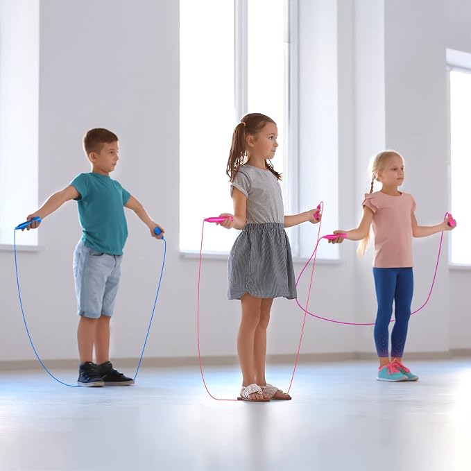Aneco 48 Pack Kids Jump Rope Set 7.3 Feet Outdoor Jump Ropes Colorful Kids Jumping Ropes Great Sports Activities Birthday Party Favors Gifts