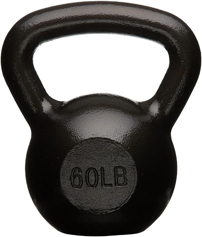 Amazon Basics Cast Iron Kettlebell for Strength Training, Textured Wide Handle, Black