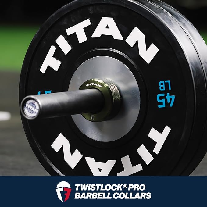 Titan Fitness TwistLock Pro Aluminum Barbell OD Green Collar Set, 59.5mm-51.5mm Sleeve Diameter, Quick Release Olympic Barbell Clamps, Pair of Magnetic Aluminum Weight Clips with Easy-Grip Knurling