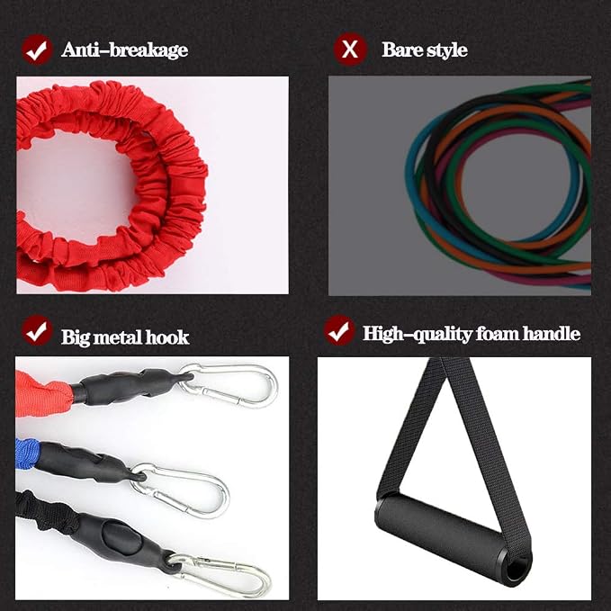 Resistance Band with Handle, Exercise Bands with Handles, Ideal for Strength Training, Muscle Toning, Physical Therapy
