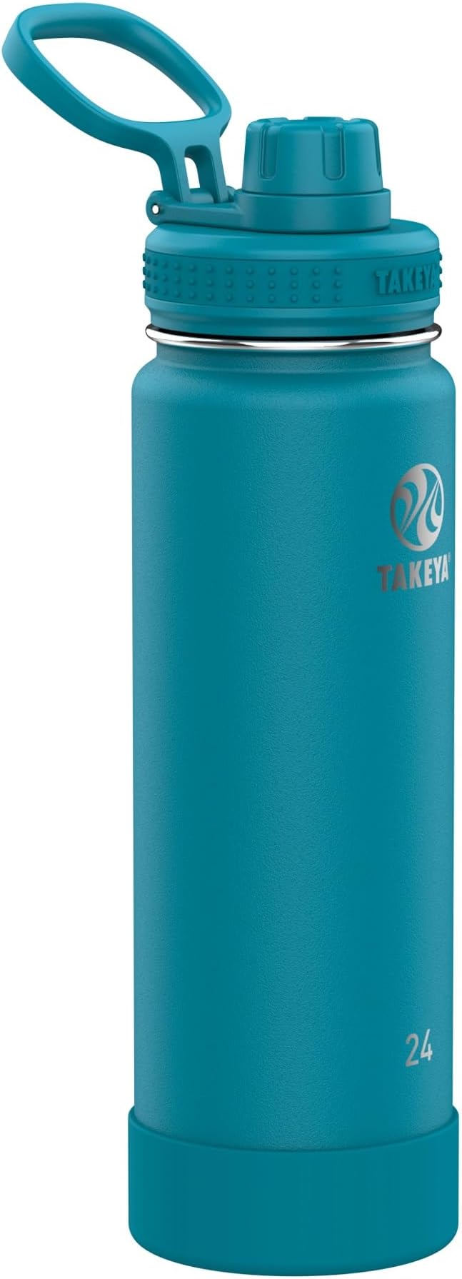 Takeya Actives Water Bottle with Spout Lid - Bottle with Double Stainless Steel Insulation - Dishwasher Safe & BPA-Free - Bottle with Spout Lid & Removable Bumper - 24 oz, Mystic Blue