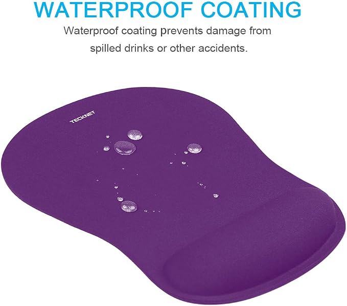 TECKNET Ergonomic Mouse Pad with Wrist Support | Soft Memory Foam, Fast Rebound, Pain Relief，Waterproof Surface, Non-slip Base