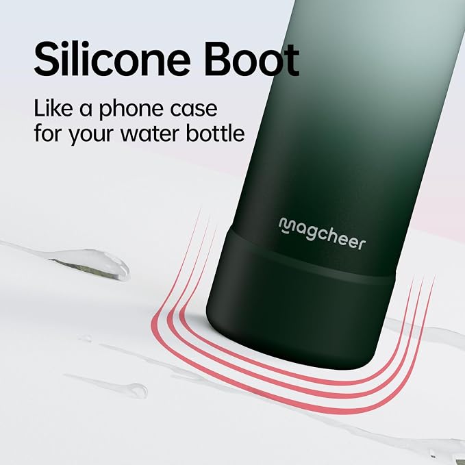 Insulated Magnetic Water Bottle - Reusable Stainless Steel Bottle with MagSafe Compatible Phone Holder - Keeps Cold for 24 Hours - Perfect for Gym, Sports, and Travel - Gradient Green 24oz
