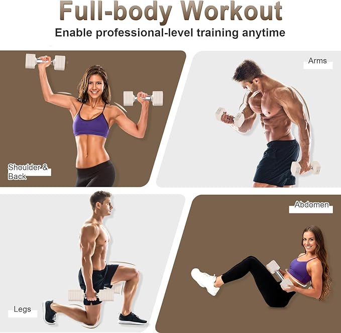Hezeyferg 30.8LB Adjustable Dumbbell Set, Hand Weights Set for Home Gym | Each Adjustable Weight Dumbbell with 6 Levels 4.4/6.6/8.8/11/13.2/15.4lb, for Women/Men Full Body Workout