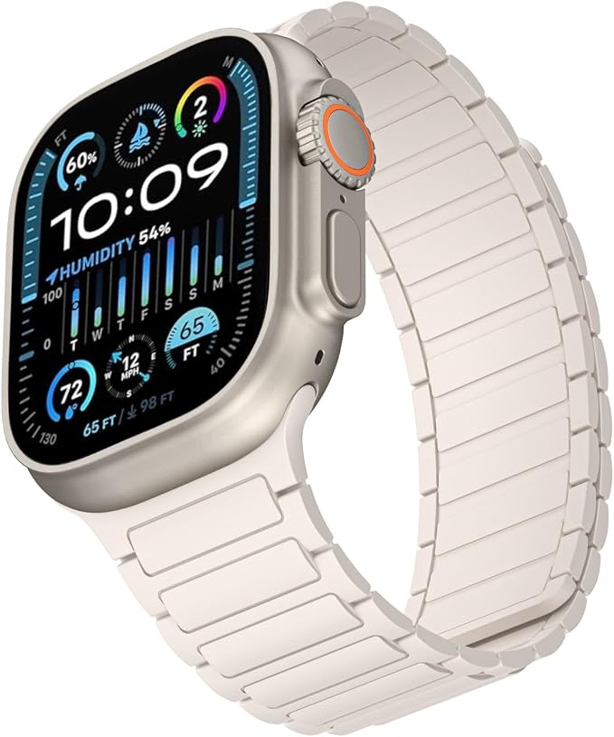 Magnetic Band Compatible with Apple Watch Ultra 3/2/1 Band for Men 49mm 46mm 45mm 44mm 42mm, Silicone Sport Waterproof Loop Strap Magnet Link for iWatch Series SE 11 10 9 8 7 6 5 4 3 2 1