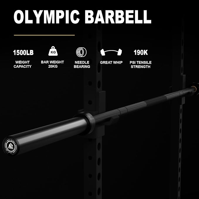 LIONSCOOL 7FT Olympic Barbell 2” Bar for Strength Training Weightlifting | 700/1000/1500lbs Weight Capacity, 2-Inch 40/45lbs Black, Silver, Red, Chrome Power Lifting, Squat, Deadlift, Presses, Row Bar