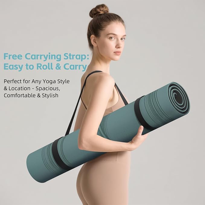 Large 76"x40"x0.4" Yoga Mat | Extra Width & Thick, Non-Slip Exercise Mat, Versatile for Stretching, Yoga Studio, Gym, Home & Indoor/Outdoor Workouts