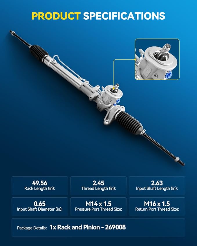 PHILTOP Hydraulic Power Steering Rack and Pinion Replacement For 1998-2009 Beetle, 2000-2005 Jetta, 2000-2006 Golf, 2010 Beetle 2.5L Replace 26-9008