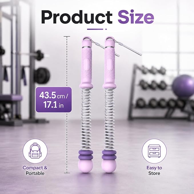 2PCS Weighted Ropeless Battle Ropes for Home Gym, Heavy Duty Arm Exerciser for Strength Training, Portable Battle Rope for Advanced Workouts and Core Muscle Building (Purple)