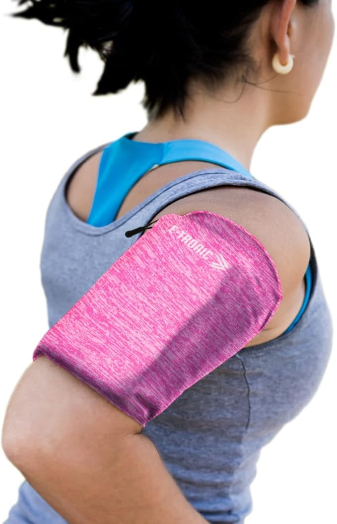 Phone Holder for Running, Cell Phone Arm Bands with Reflective Logo, Phone Strap Armband Fits iPhone and Android, Use for Running, Walking, Hiking and Biking, Pink Small