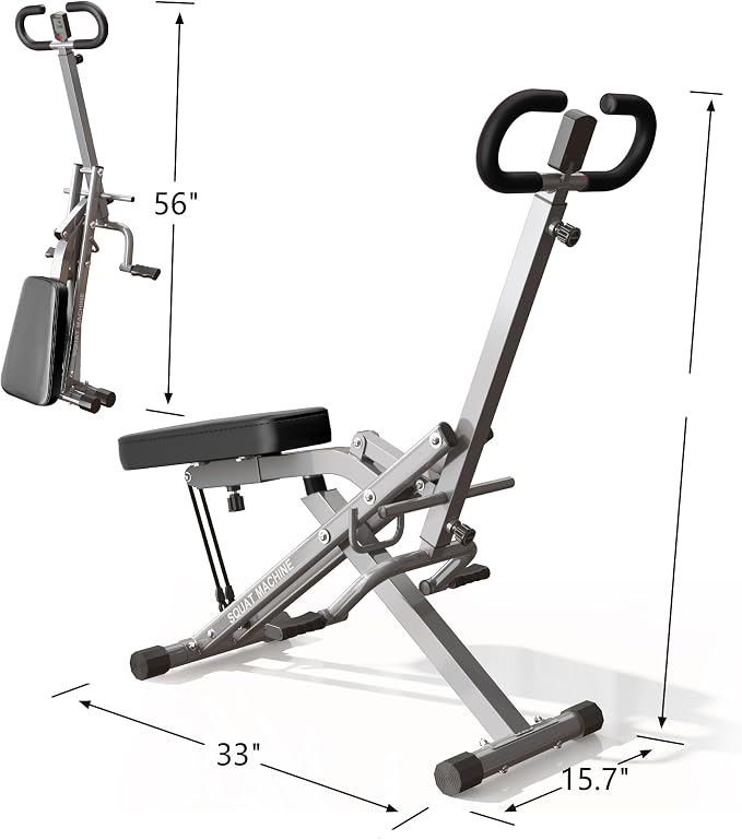 SogesPower Squat Machine for Home Gym, with Adjustable Resistance | Squat Rowing Machine with Optional Full Motion, Squat Assist Trainer for Glutes & Legs Workout, Space-saving,330lbs